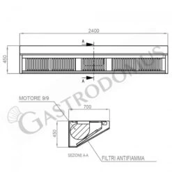 Cappa Snack A Parete Con Motore Full Optional L2400xP700xH450mm -Vendite GATRODOMUS cappa snack a parete con motore full optional l2400xp700xh450mm 3