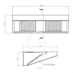 Cappa Snack A Parete Senza Motore L1400xP1100xH450mm -Vendite GATRODOMUS cappa snack a parete senza motore l1400xp1100xh450mm 3