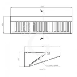 Cappa Snack A Parete Senza Motore L1600xP1100xH450mm -Vendite GATRODOMUS cappa snack a parete senza motore l1600xp1100xh450mm 3