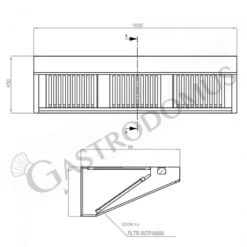 Cappa Snack A Parete Senza Motore L1600xP900xH450mm -Vendite GATRODOMUS cappa snack a parete senza motore l1600xp900xh450mm 3