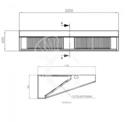 Cappa Snack A Parete Senza Motore L2200xP1100xH450mm -Vendite GATRODOMUS cappa snack a parete senza motore l2200xp1100xh450mm 3