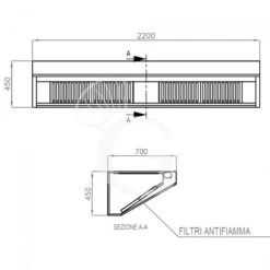 Cappa Snack A Parete Senza Motore L2200xP700xH450mm -Vendite GATRODOMUS cappa snack a parete senza motore l2200xp700xh450mm 3