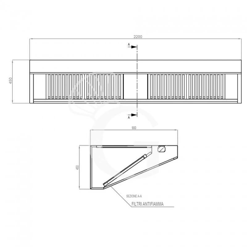 Cappa Snack A Parete Senza Motore L2200xP900xH450mm 6 Cappa Snack A Parete Senza Motore L2200xP900xH450mm - immagine 4