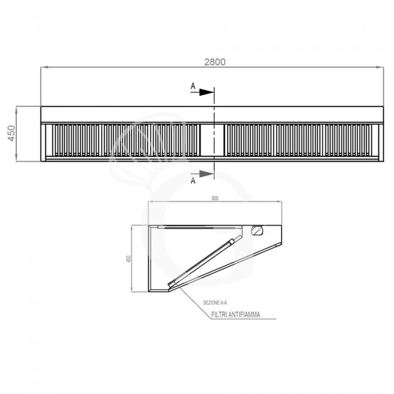 Cappa Snack A Parete Senza Motore L2800xP900xH450mm 6 Cappa Snack A Parete Senza Motore L2800xP900xH450mm - immagine 4