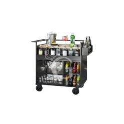 Carrello Da Cocktail In Acciaio Inox Verniciato, 4 Ruote, L 915 Mm X P 630 Mm X H 980 Mm