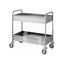Carrello Di Servizio 2 Vasche In Acciaio Inox Da Sbarazzo L 1010 Mm X P 570 Mm X H 970 Mm