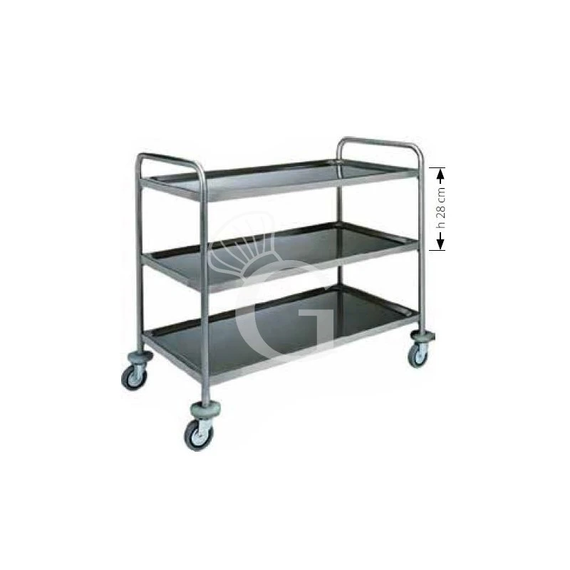 Carrello Di Servizio 3 Piani Con Struttura Tubolare In Acciaio Inox L 1100 Mm X P 600 Mm X H 1040 Mm 5 Carrello Di Servizio 3 Piani Con Struttura Tubolare In Acciaio Inox L 1100 Mm X P 600 Mm X H 1040 Mm - immagine 3