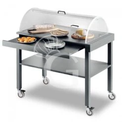 Carrello In Legno Laccato 2 Piani Con Cupola Semicilindrica - L 1000 Mm X P 560 Mm X H 1100 Mm