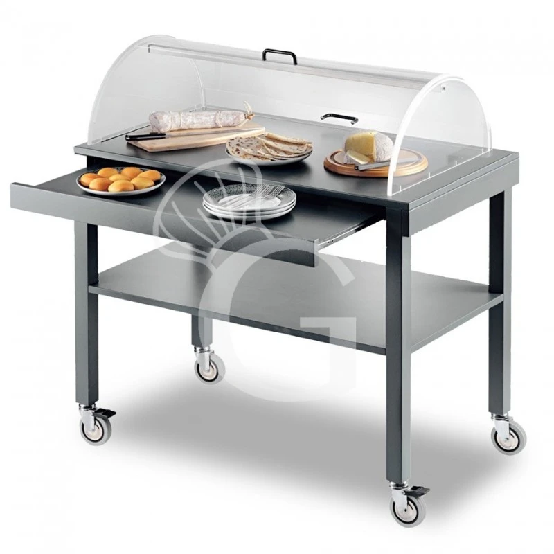 Carrello In Legno Laccato 2 Piani Con Cupola Semicilindrica - L 1000 Mm X P 560 Mm X H 1100 Mm 3 Carrello In Legno Laccato 2 Piani Con Cupola Semicilindrica - L 1000 Mm X P 560 Mm X H 1100 Mm