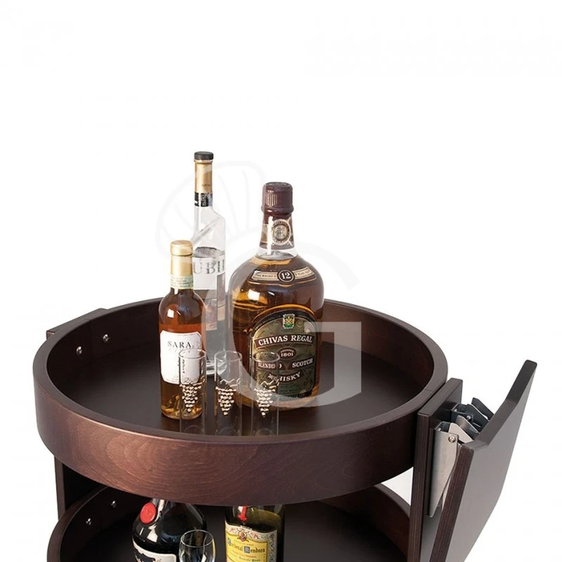 Carrello Di Servizio Colore Wengè Con 3 Piani Multistrato In Legno Rotondi Ø 600 Mm E H 811 Mm 4 Carrello Di Servizio Colore Wengè Con 3 Piani Multistrato In Legno Rotondi Ø 600 Mm E H 811 Mm - immagine 2