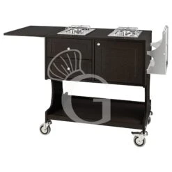 Carrello Di Servizio Flambè Con 2 Piastre A 1 Fuoco Separate Color Carbon, L 1450 Mm X P 580 Mm X H 910 Mm