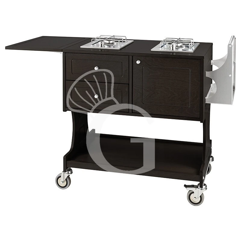 Carrello Di Servizio Flambè Con 2 Piastre A 1 Fuoco Separate Color Carbon, L 1450 Mm X P 580 Mm X H 910 Mm 3 Carrello Di Servizio Flambè Con 2 Piastre A 1 Fuoco Separate Color Carbon, L 1450 Mm X P 580 Mm X H 910 Mm