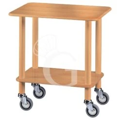 Carrello Di Servizio Gueridon In Legno Massello Color Noce, L 700 Mm X P 500 Mm X H 780 Mm