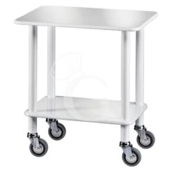 Carrello Di Servizio Gueridon In Legno Massello Color Bianco, L 700 Mm X P 500 Mm X H 780 Mm