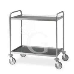 Carrello Di Servizio In Acciaio Inox Con 2 Piani E Foro Svuotarifiuti L 1090 Mm X P 690 Mm X H 950 Mm