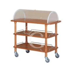 Carrello Di Servizio In Legno Con Cupola E 3 Ripiani, L 1100 Mm X P 550 Mm X H 1140 Mm