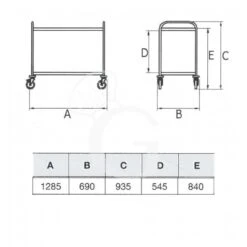 Carrello Di Servizio In Acciaio Inox Con 2 Piani L 1285 Mm X P 690 Mm X H 935 Mm -Vendite GATRODOMUS carrello di servizio inox 2 piani 1285x690mm 2