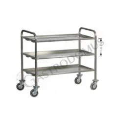 Carrello Di Servizio Inox 3 Piani Per Trasporto Pesante L 920 Mm X P 670 Mm X H 980 Mm -Vendite GATRODOMUS carrello di servizio inox 3 piani per trasporto pesante l 920 mm x p 670 mm x h 980 mm 2