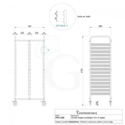 Carrello Doppio Portateglie Per 15+15 Teglie GN1/1 - L 740 Mm X P 550 Mm X H 1735 Mm -Vendite GATRODOMUS carrello doppio portateglie per 1515 teglie gn11 l 740 mm x p 550 mm x h 1735 mm 3