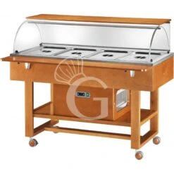 Carrello Espositore Refrigerato In Legno Con Cupola In Plexiglass +2°C/+10°C - L 1480 Mm X P 1120 Mm X H 1260 Mm