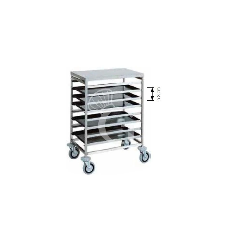 Carrello Inox Portateglie Per 8 Teglie 600 X 400 Mm - L 520 Mm X P 720 Mm X H 940 Mm 5 Carrello Inox Portateglie Per 8 Teglie 600 X 400 Mm - L 520 Mm X P 720 Mm X H 940 Mm - immagine 3