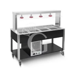 Carrello Per Buffet Caldo Con Parafiato Fisso Temperatura +30°C/+90°C - Nero