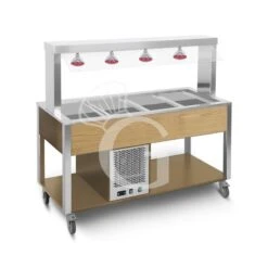 Carrello Per Buffet Caldo Con Parafiato Fisso Temperatura +30°C/+90°C - Rovere