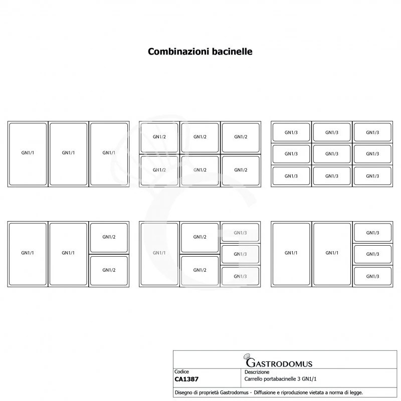 Carrello Portabacinelle 3 GN1/1- L 1100 Mm X P 620 Mm X H 970 Mm 6 Carrello Portabacinelle 3 GN1/1- L 1100 Mm X P 620 Mm X H 970 Mm - immagine 4