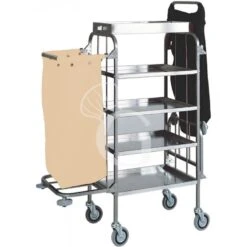 Carrello Portabiancheria 4 Piani Interamente In Acciaio Inox L 820 Mm X P 500 Mm X H 1580 Mm