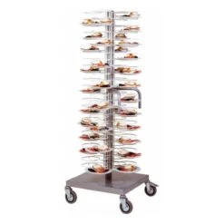 Carrello Portapiatti Con Base Ruote E Griglia Cromata Per 96 Piatti 250/310 Mm - L 700 Mm X P 700 Mm X H 1750 Mm