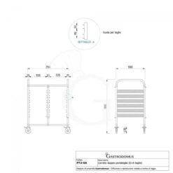 Carrello Portateglie Doppio Per 6+6 Teglie GN1/1 - L 750 Mm X P 555 Mm X H 990 Mm -Vendite GATRODOMUS carrello portateglie doppio per 66 teglie gn11 l 750 mm x p 555 mm x h 990 mm 3