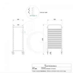 Carrello Portateglie Per 10 Teglie GN1/1 - L 385 Mm X P 555 Mm X H 1290 Mm -Vendite GATRODOMUS carrello portateglie per 10 teglie gn11 l 385 mm x p 555 mm x h 1290 mm 3