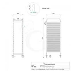 Carrello Portateglie Per 15 Teglie GN1/1 - L 405 Mm X P 555 Mm X H 1720 Mm -Vendite GATRODOMUS carrello portateglie per 15 teglie gn11 l 405 mm x p 555 mm x h 1720 mm 3