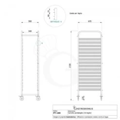 Carrello Portateglie Per 16 Teglie GN2/1 - L 590 Mm X P 670 Mm X H 1720 Mm 10 Carrello Portateglie Per 16 Teglie GN2/1 - L 590 Mm X P 670 Mm X H 1720 Mm -Vendite GATRODOMUS carrello portateglie per 16 teglie gn21 l 590 mm x p 670 mm x h 1720 mm 3