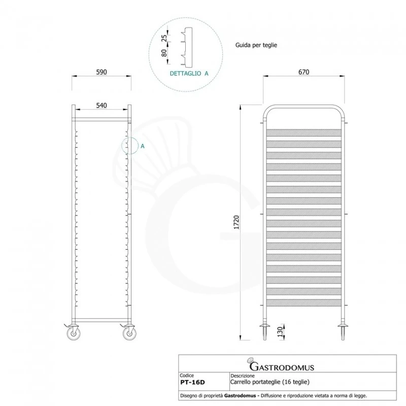 Carrello Portateglie Per 16 Teglie GN2/1 - L 590 Mm X P 670 Mm X H 1720 Mm 6 Carrello Portateglie Per 16 Teglie GN2/1 - L 590 Mm X P 670 Mm X H 1720 Mm - immagine 4