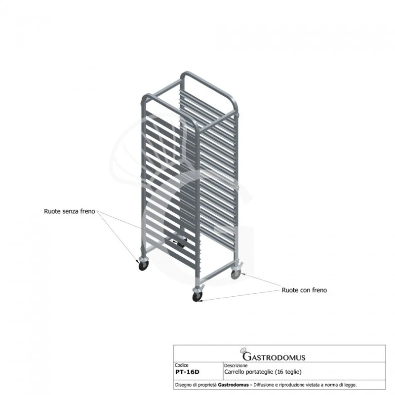 Carrello Portateglie Per 16 Teglie GN2/1 - L 590 Mm X P 670 Mm X H 1720 Mm 7 Carrello Portateglie Per 16 Teglie GN2/1 - L 590 Mm X P 670 Mm X H 1720 Mm - immagine 5