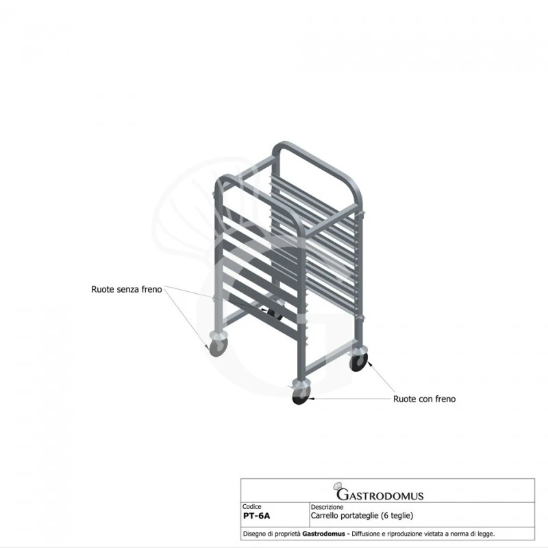Carrello Portateglie Per 6 Teglie GN1/1 - L 385 Mm X P 550 Mm X H 1000 Mm 7 Carrello Portateglie Per 6 Teglie GN1/1 - L 385 Mm X P 550 Mm X H 1000 Mm - immagine 5