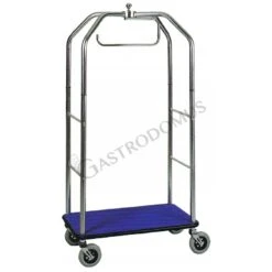 Carrello Portavaligie Con Appendiabiti In Acciaio Cromato - L 950 Mm X P 550 Mm X H 1900 Mm