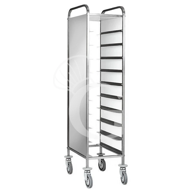Carrello Portavassoi Con Pannelli Laterali Inox Per 10 Vassoi GN1/1 - L 450 Mm X P 620 Mm X H 1750 Mm 3 Carrello Portavassoi Con Pannelli Laterali Inox Per 10 Vassoi GN1/1 - L 450 Mm X P 620 Mm X H 1750 Mm