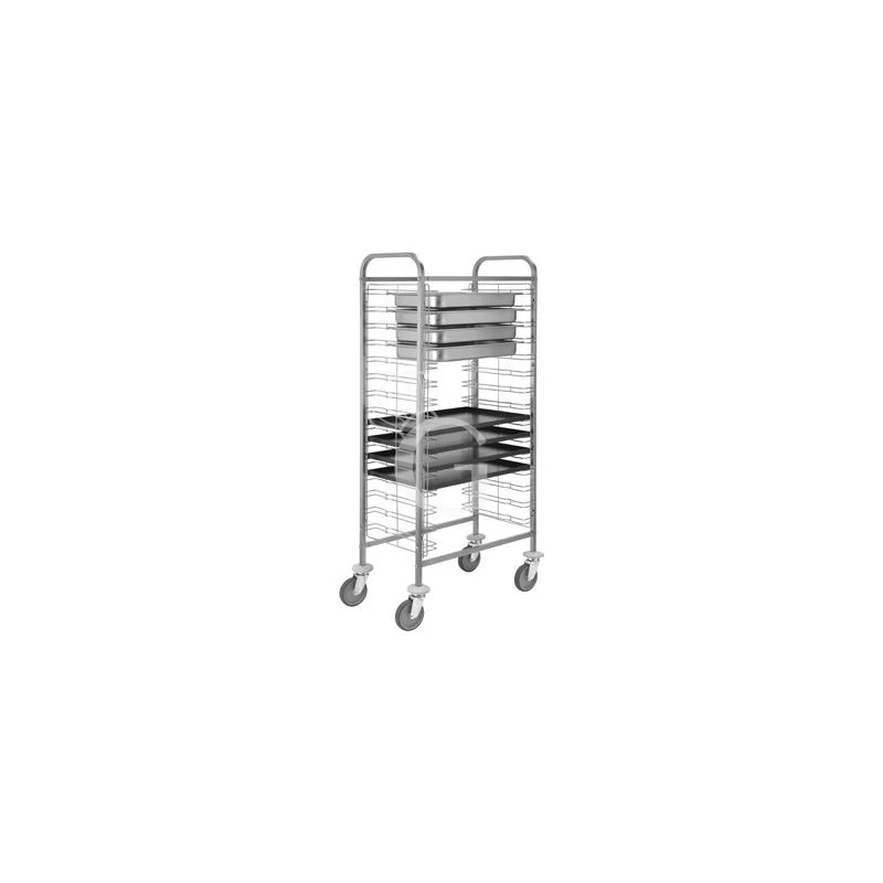 Carrello Portavassoi In Inox Per 10 Bacinelle GN1/1 O Teglie 600 X 400 Mm - L 770 Mm X P 460 Mm X H 1180 Mm 4 Carrello Portavassoi In Inox Per 10 Bacinelle GN1/1 O Teglie 600 X 400 Mm - L 770 Mm X P 460 Mm X H 1180 Mm - immagine 2