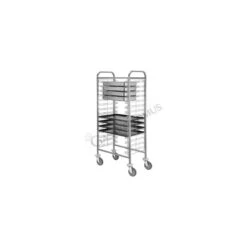 Carrello Portavassoi In Inox Per 15 Bacinelle GN1/1 O Teglie 600 X 400 Mm - L 770 Mm X P 460 Mm X H 1550 Mm