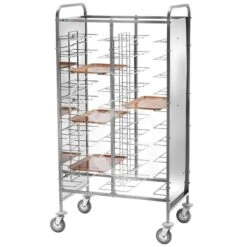 Carrello Portavassoi Universale Con Pannelli Laterali In Inox Per 20 Vassoi - L 950 Mm X P 620 Mm X H 1750 Mm