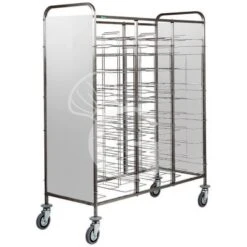 Carrello Portavassoi Universale Con Pannelli Laterali In Inox Per 30 Vassoi - L 1380 Mm X P 620 Mm X H 1750 Mm