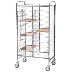 Carrello Portavassoi Universale Con Pannelli Laterali In Perfex Bianco Per 20 Vassoi - L 950 Mm X P 620 Mm X H 1750 Mm