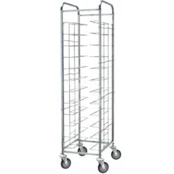 Carrello Portavassoi Universale In Inox Per 12 Vassoi - L 580 Mm X P 520 Mm X H 1850 Mm