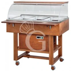 Carrello Refrigerato In Legno Con Cupola In Plexiglass -5°C/+5°C - L 1110 Mm X P 1120 X H 1260 Mm