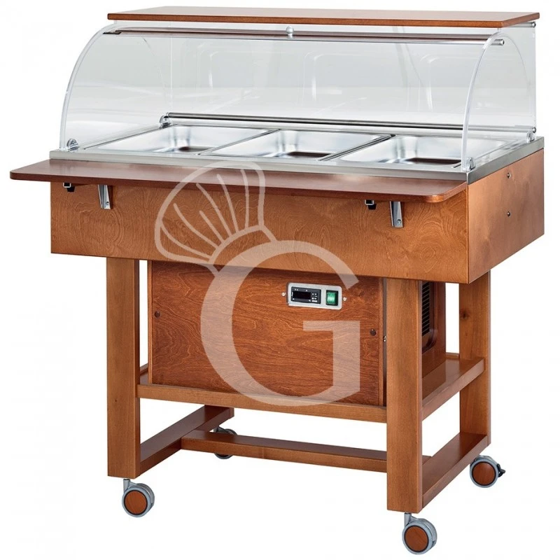 Carrello Refrigerato In Legno Con Cupola In Plexiglass -5°C/+5°C - L 1110 Mm X P 1120 X H 1260 Mm 3 Carrello Refrigerato In Legno Con Cupola In Plexiglass -5°C/+5°C - L 1110 Mm X P 1120 X H 1260 Mm