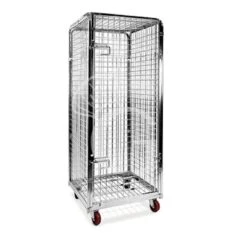 Carrello "roll Container" Antifurto, Base Su Ruote 4 Pareti, Cappello Superiore - L 700 Mm X P 800 Mm X H 1800 Mm