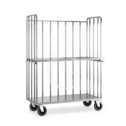Carrello "roll Container" Con Base+3 Sponde, Un Ripiano Intermedio - L 1450 Mm X P 650 Mm X H 1980 Mm