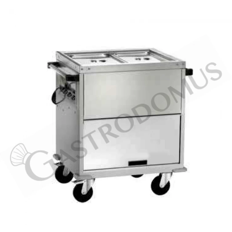 Carrello Termico Armadiato Bagnomaria A Temperatura Differenziata Per 2 Bacinelle GN1/1 - L 960 Mm X P 680 Mm X H 920 Mm 4 Carrello Termico Armadiato Bagnomaria A Temperatura Differenziata Per 2 Bacinelle GN1/1 - L 960 Mm X P 680 Mm X H 920 Mm - immagine 2